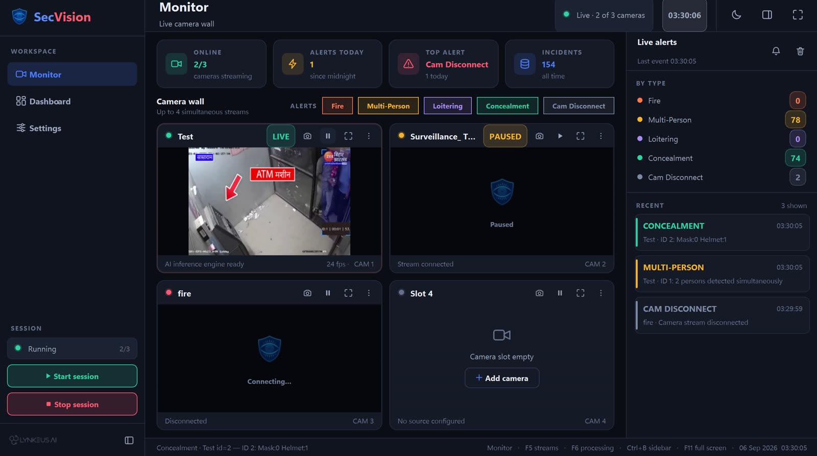 SecVision product interface